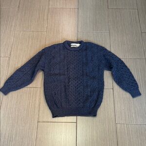 Navy Cable Knit Crewneck Sweater